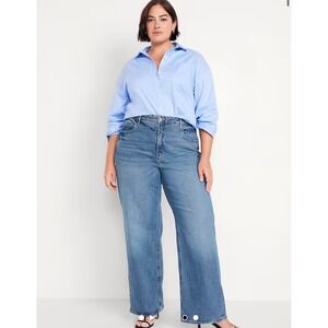 Old Navy Extra High Rise Sky High Wide Leg Jeans Women Size 16 Blue Medium Wash